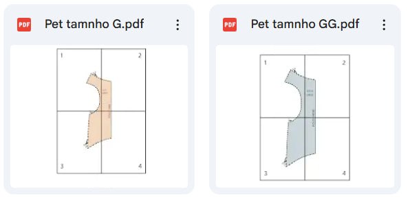 Moldes pet em PDF nos tamanhos G e GG